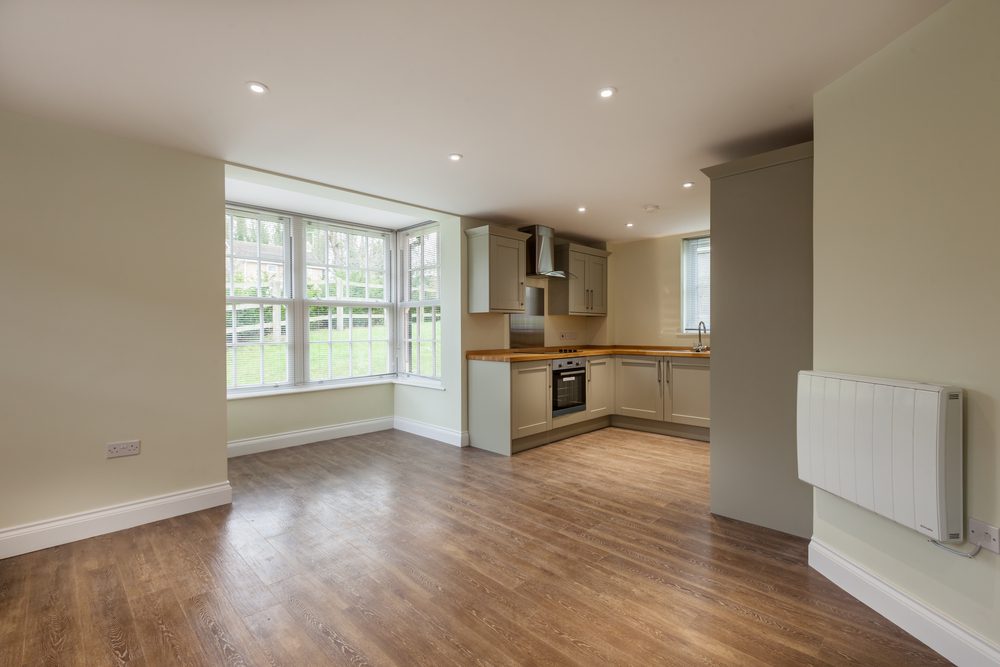 Kitchen and dining area after a house clearance